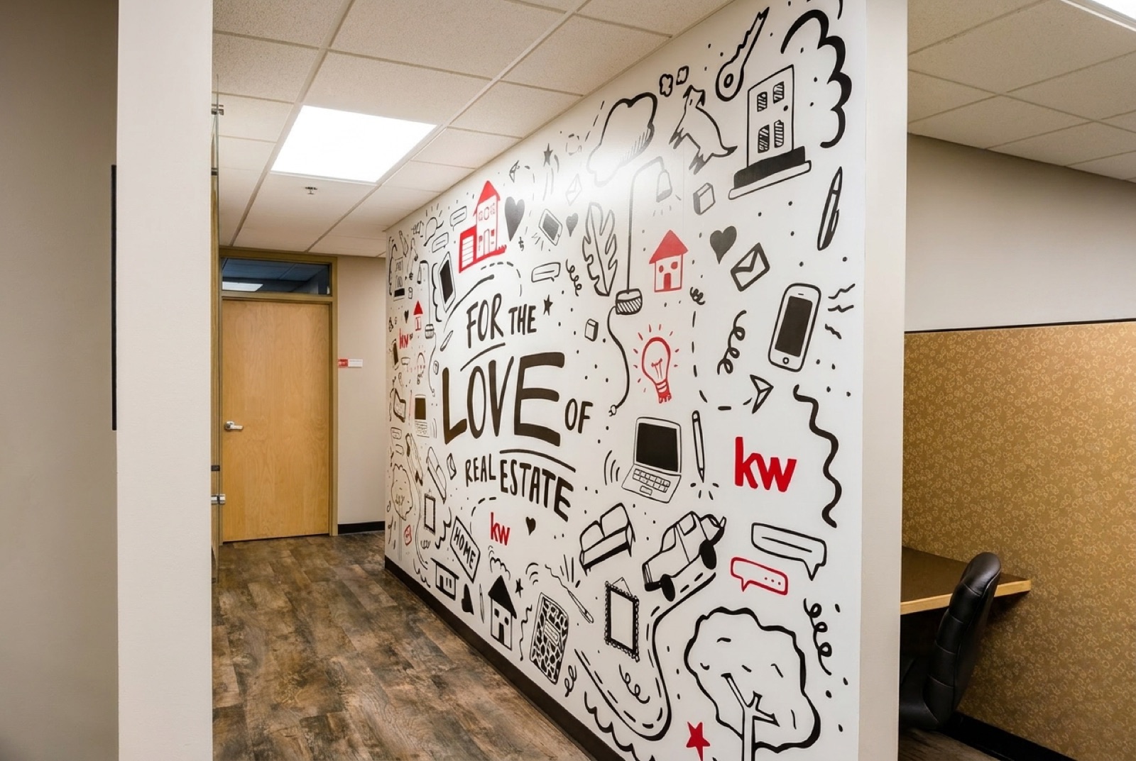 The 'For the Love of Real Estate' doodle culture wall